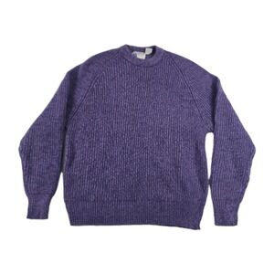 Sweaters Purple Ribbed Knit Pullover Crew Neck Raglan Long Sleeve Acrylic Large